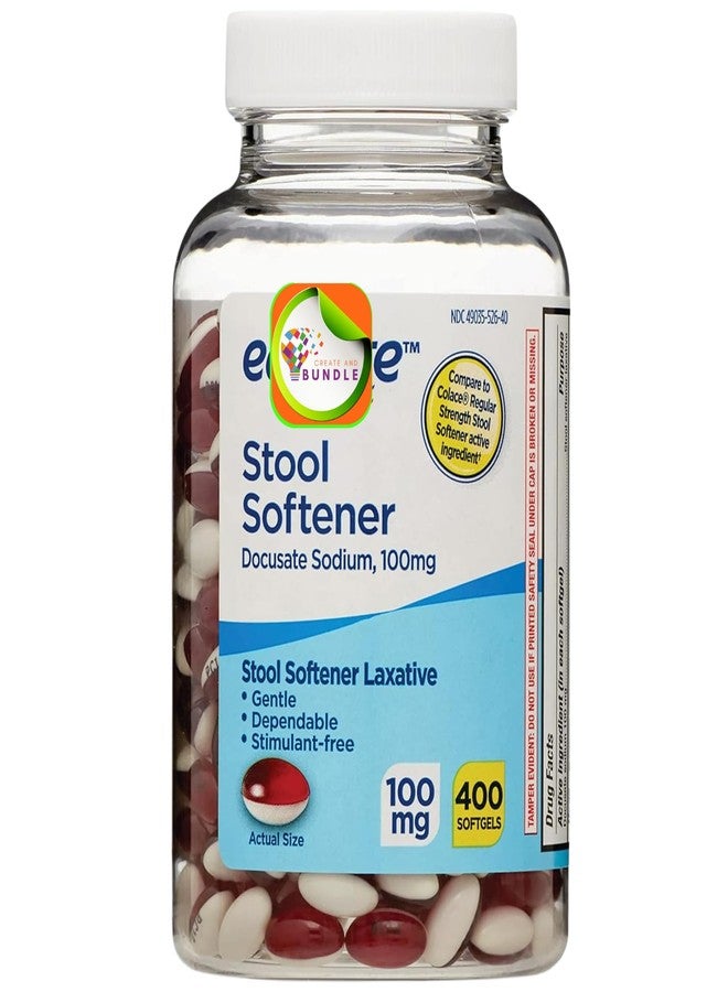 Create and Bundle Gentle Stool Softener Capsules, 100mg, 400 Count for Consistent Bowel Aid - Equate + Create Sticker - Image 1